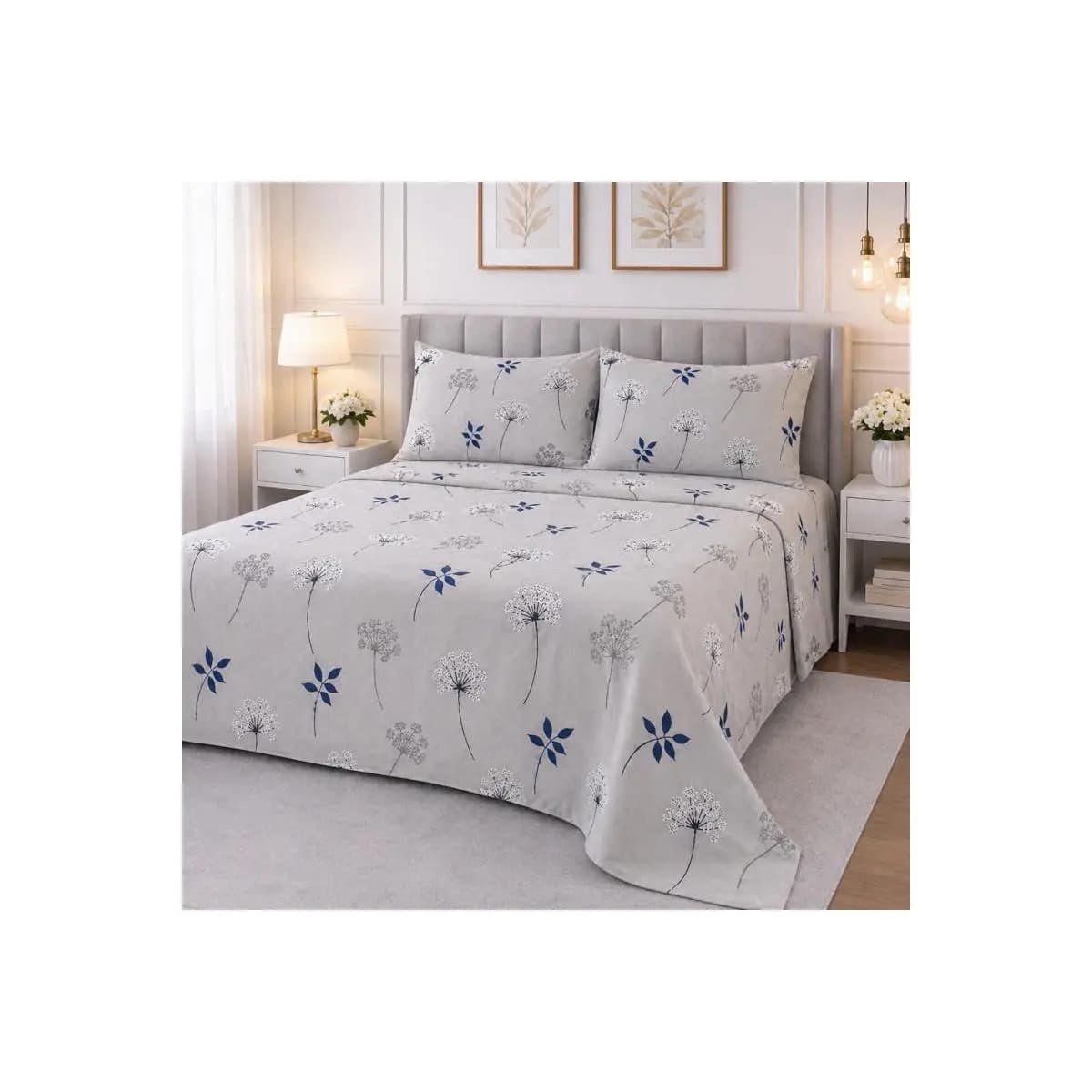 JOGO DE CAMA Queen 500 Fios Percal Toque Algodão + 2 Fronhas 50x70 | Cobre Leito Luxo Sem Elástico