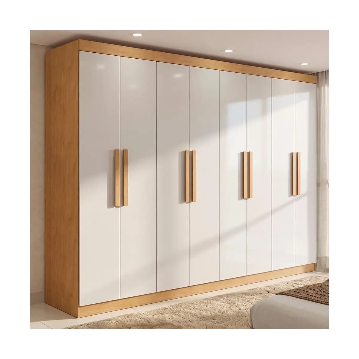Guarda-roupa Casal Easy Slim 8 Portas Amendoa Clean/Off White