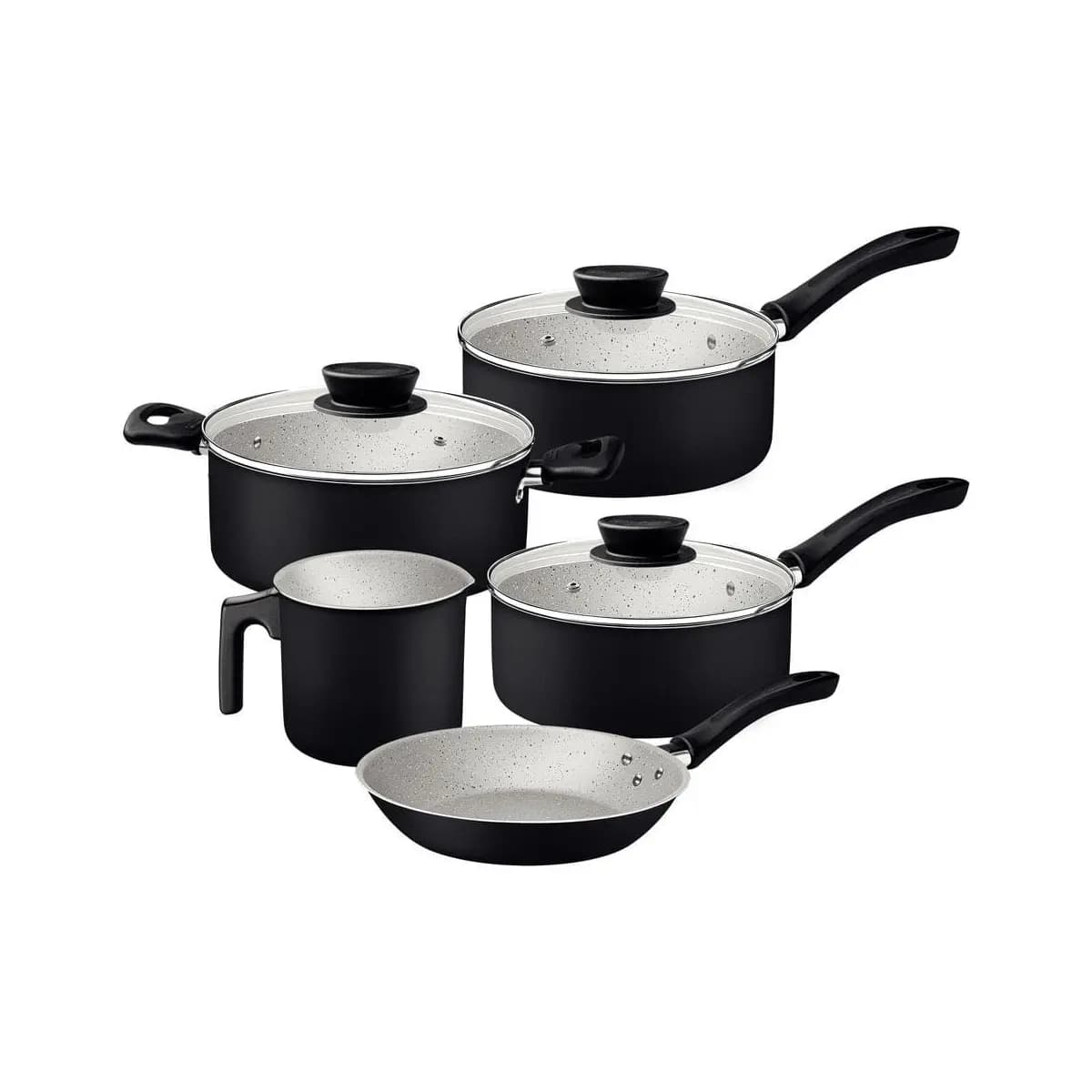 Conjunto com 5 Panelas Antiaderente Linz Tramontina Preta