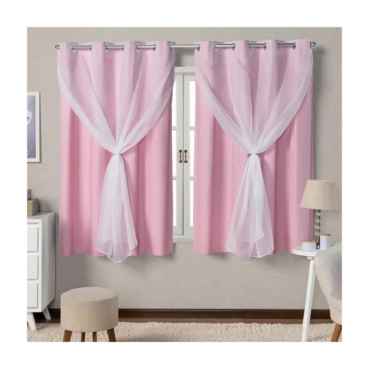 Cortina de Voal Blackout 100% Corta Luz 2,20m x1,30m Cores Variadas