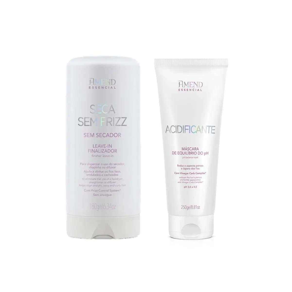 Amend KIT Seca Sem Frizz Leave-in 180g + Acidificante Máscara Equilíbrio do PH 250g