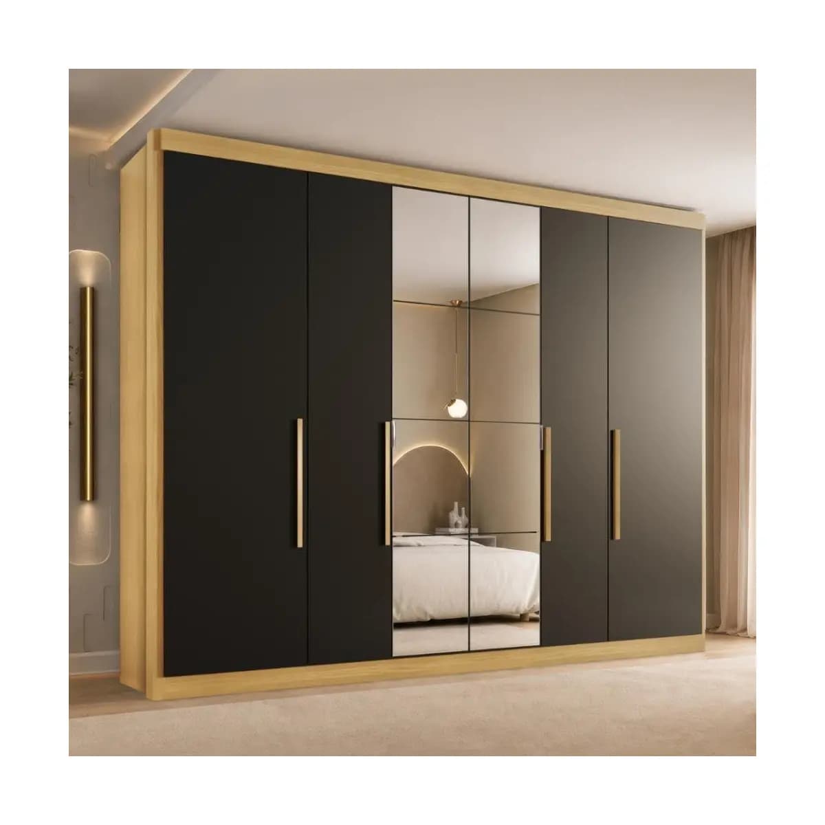Guarda Roupa Casal Valencia 6 Portas 6 Gav C/Esp Teka/onix