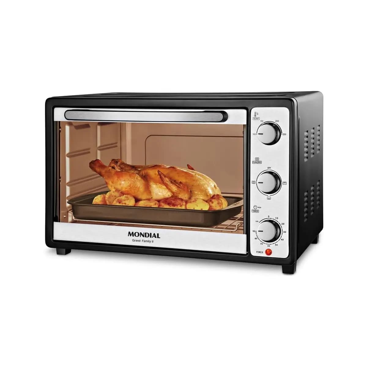 MONDIAL Forno Elétrico 52L Grand Family II, Preto/Inox, 1800W, 110V - FRN-52-B