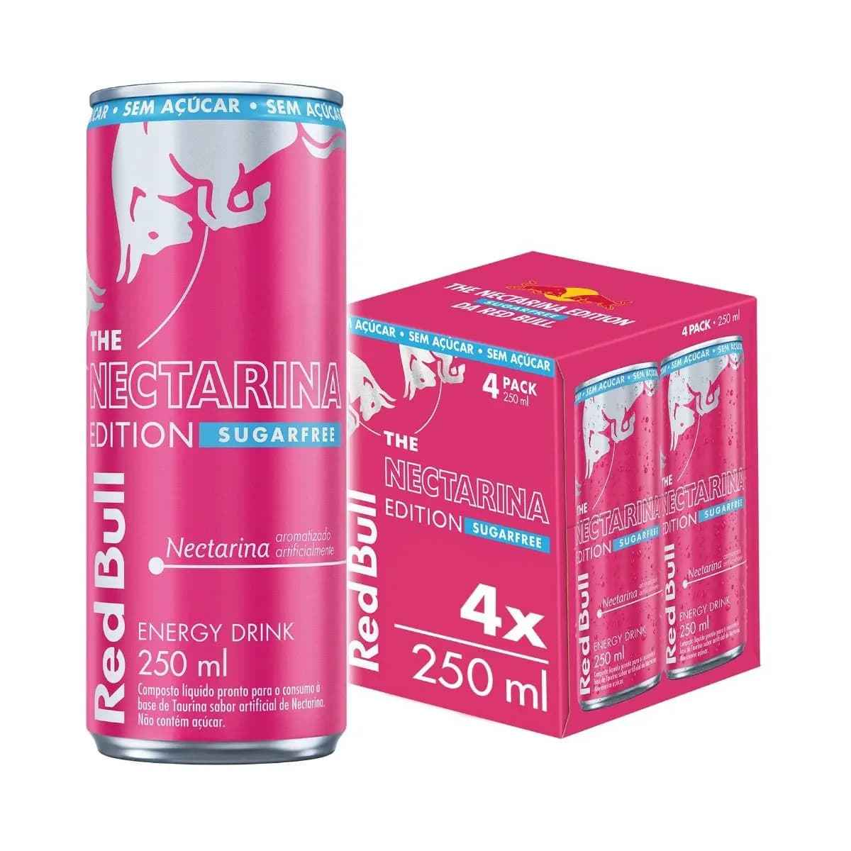 Pack 4 latas, Red Bull Energético Nectarina Edition 250ml, Sem Açúcar