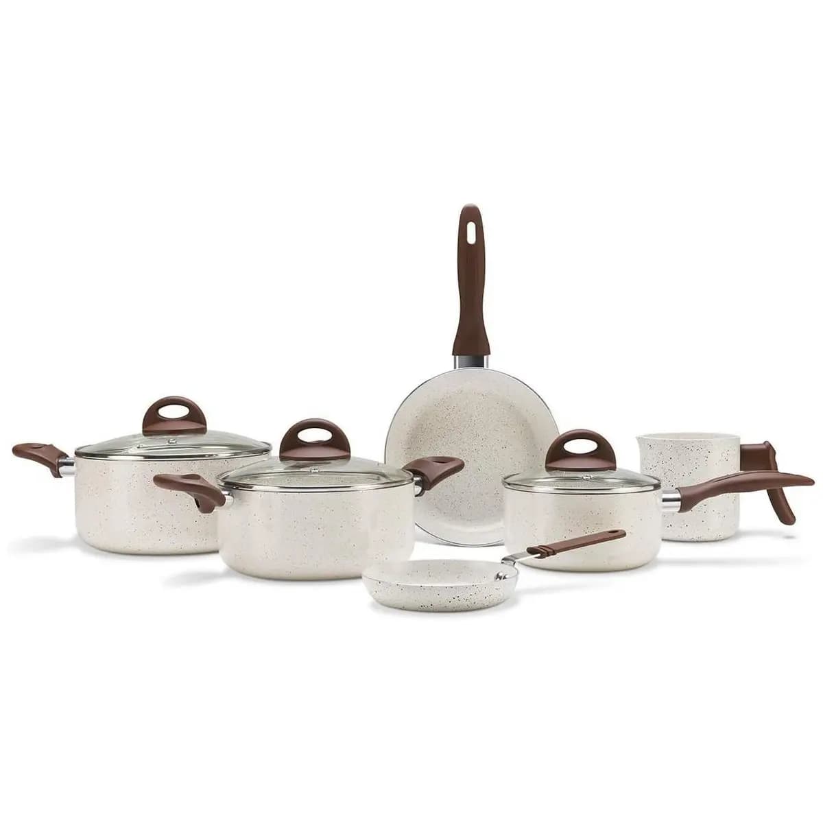Brinox - Jogo de Panelas Antiaderente Ceramic Life 6 Peças Smart Plus - Vanilla