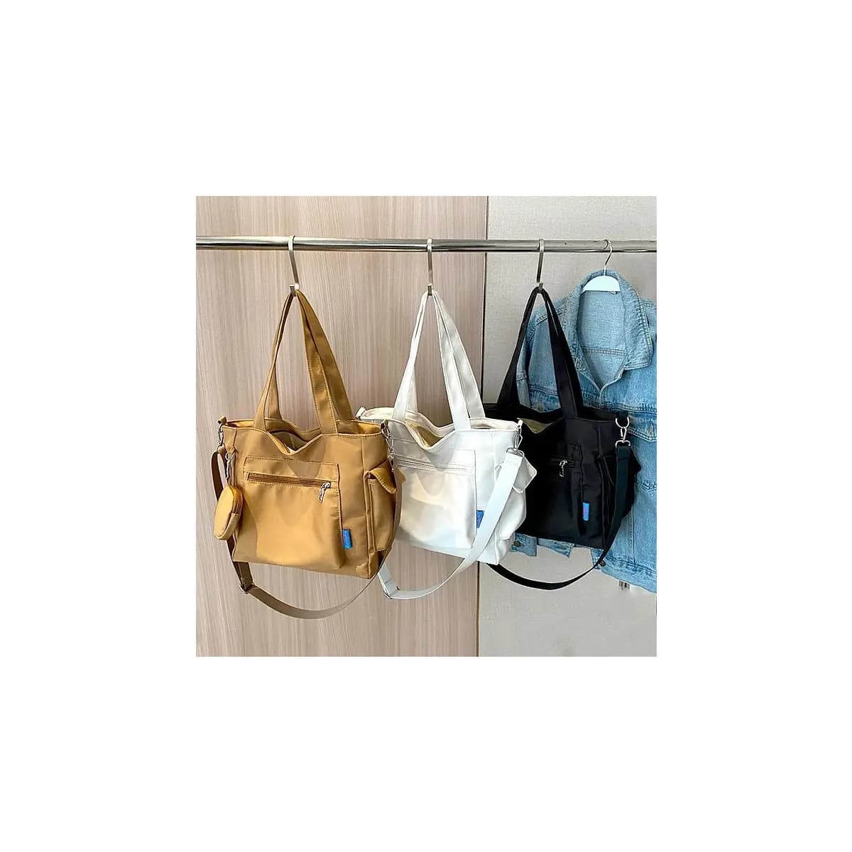 Bolsa Tote Feminina Grande Nylon Impermeável Transversal Ombro Casual Trabalho Leve Espaçosa