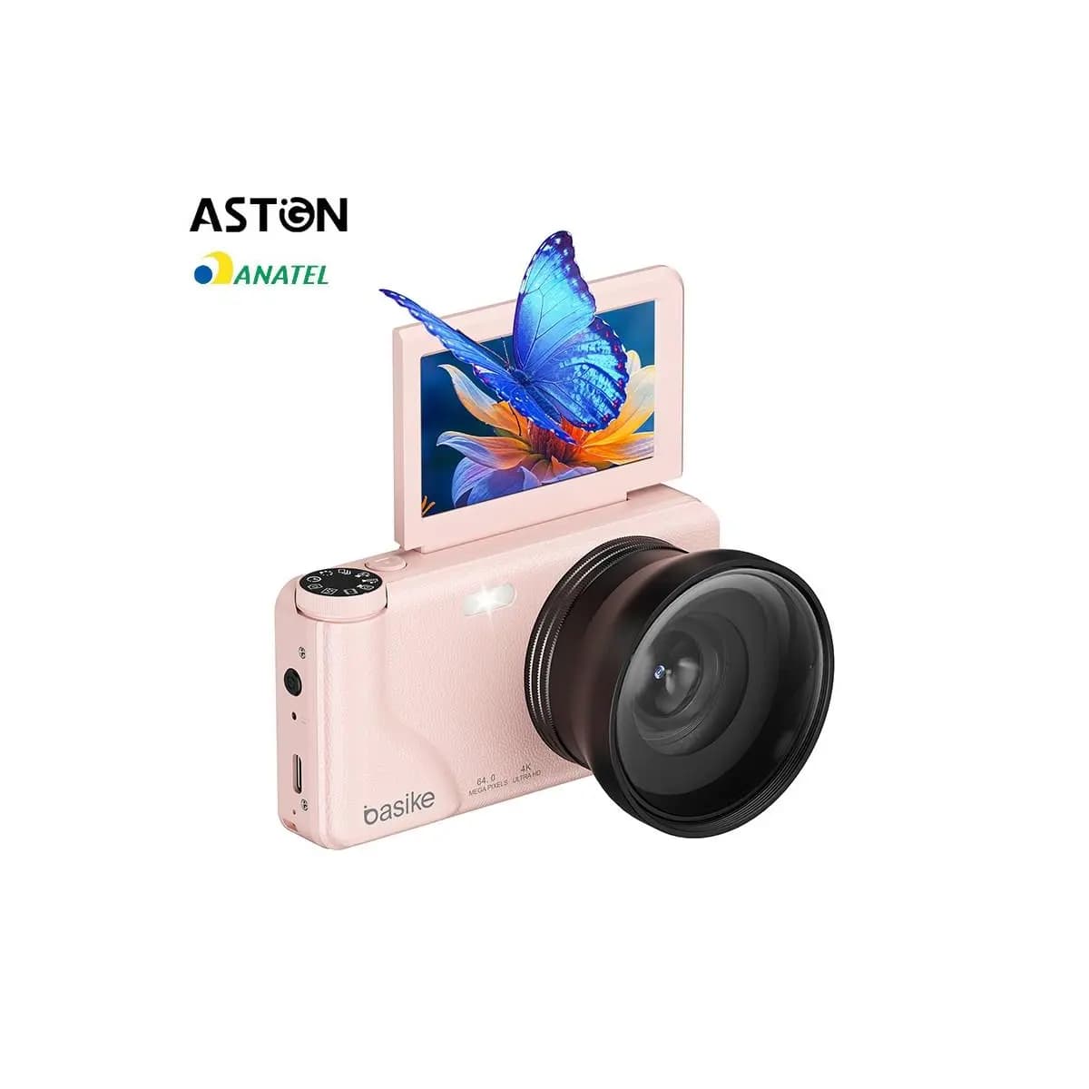 Astgn X Basike Câmera Digital Portátil 4K 64 MP Zoom 18x Tela Giratória Ideal para Vídeos e Fotos