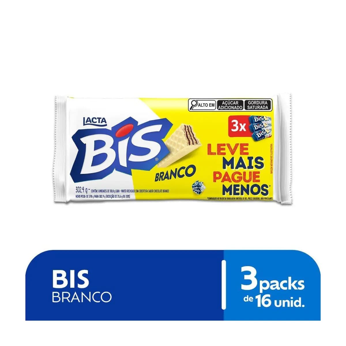 Chocolate Bis Branco Laka 302,4G Tripack 100,8G Cada