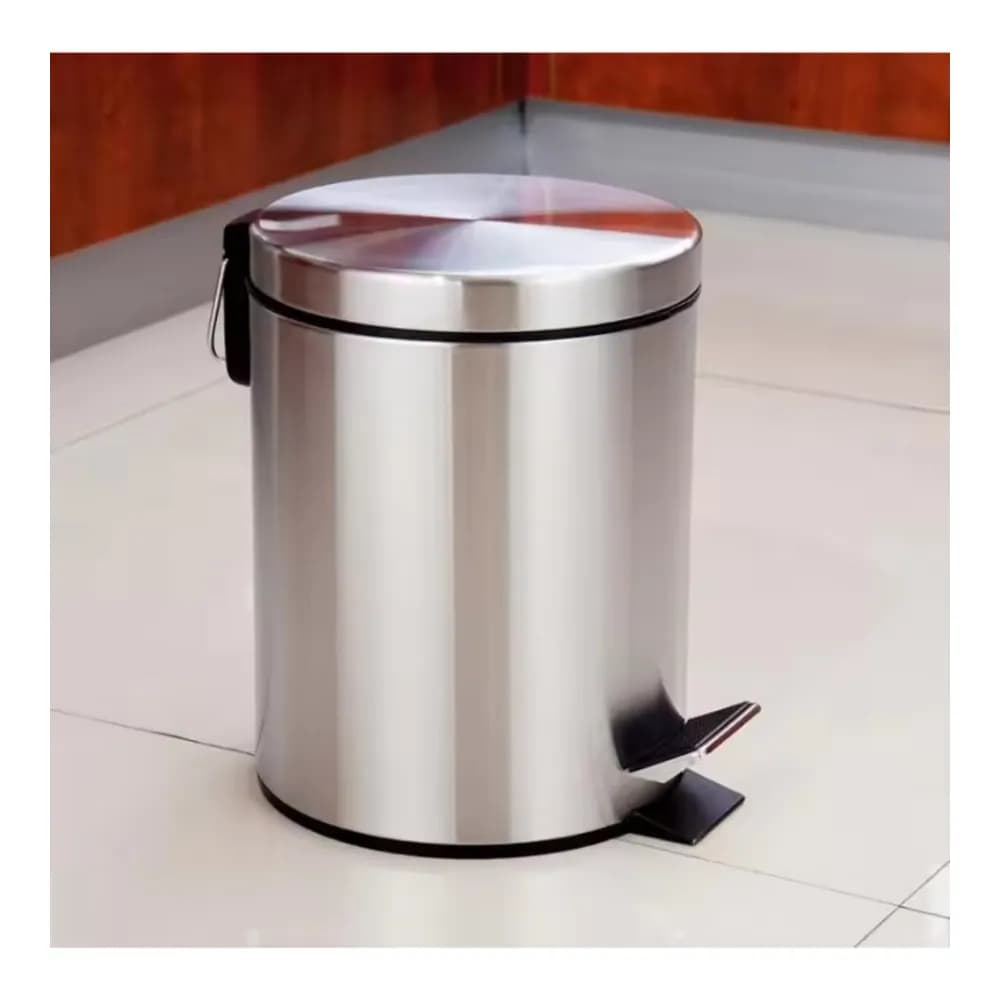 Lixeira Inox 5 Litros Cesto Com Pedal E Balde Removivél