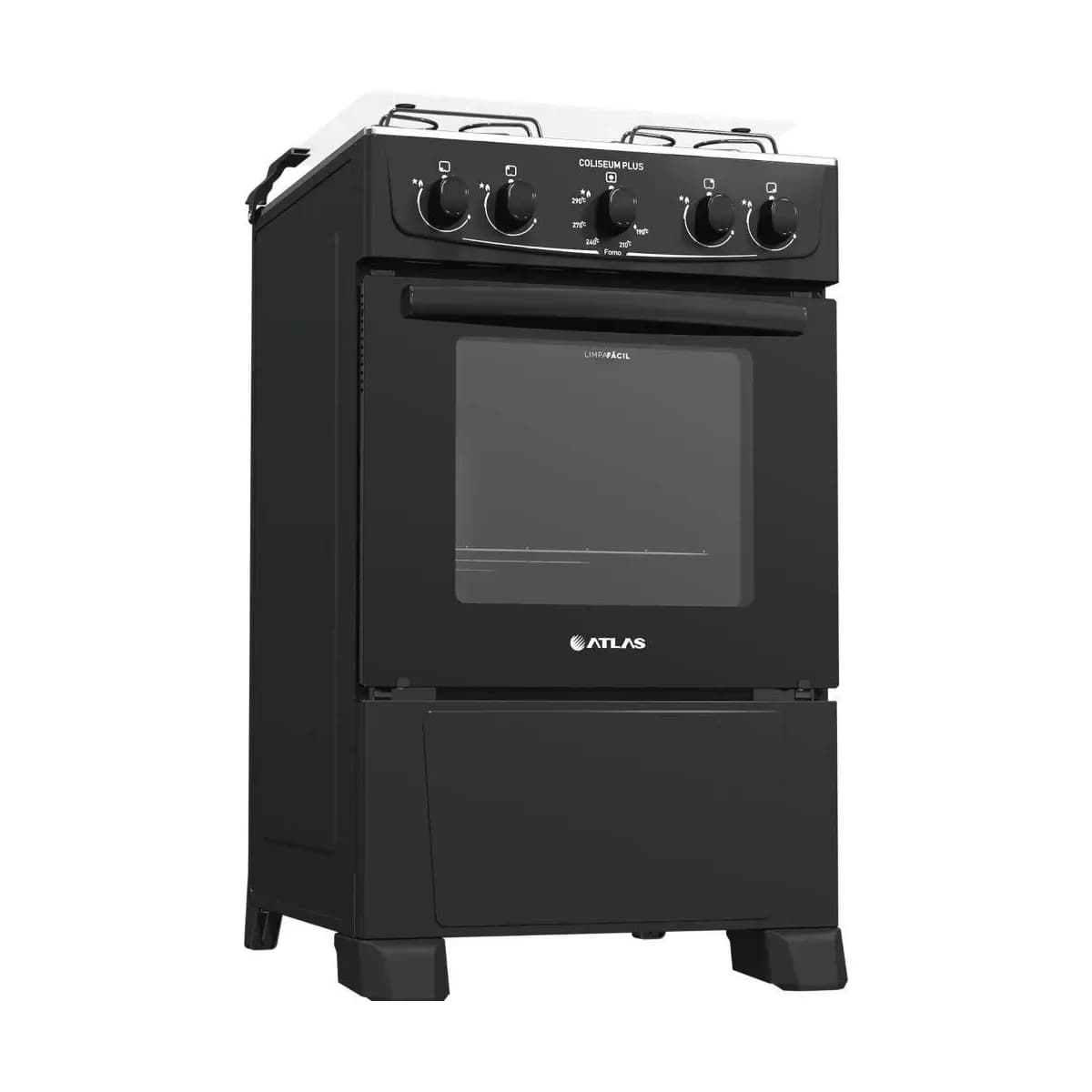 Fogão De Piso Atlas Coliseum Plus 4 Bocas Mesa Inox Forno 50 Litros