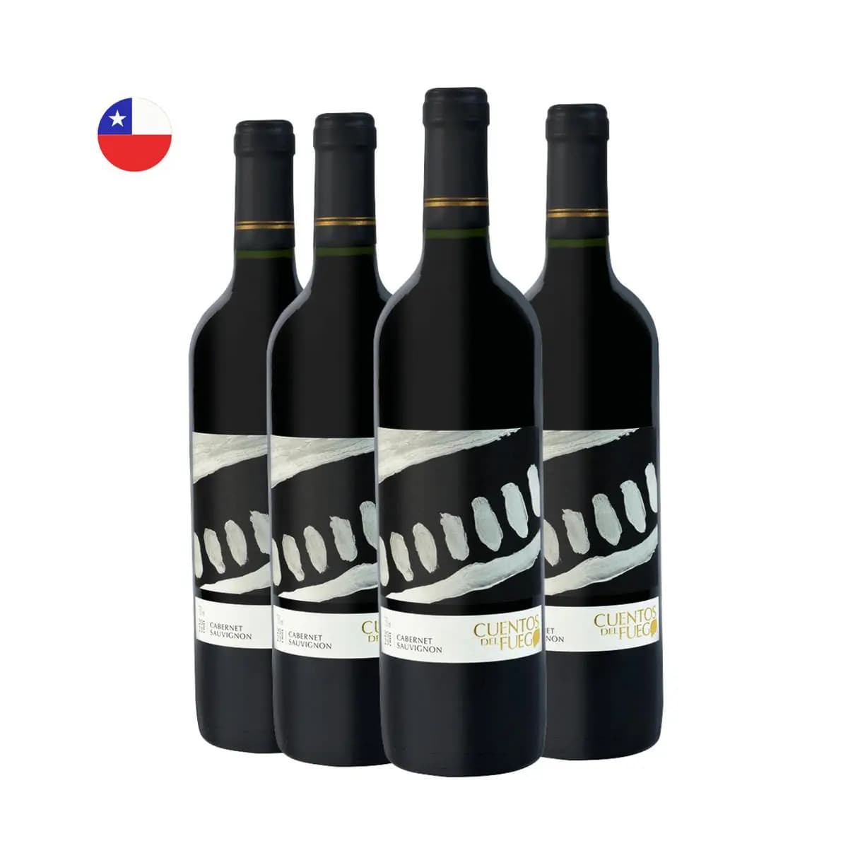 Kit com 4 Vinhos Chilenos Tinto Seco Uva Cabernet Sauvignon Cuentos del Fuego 750ml