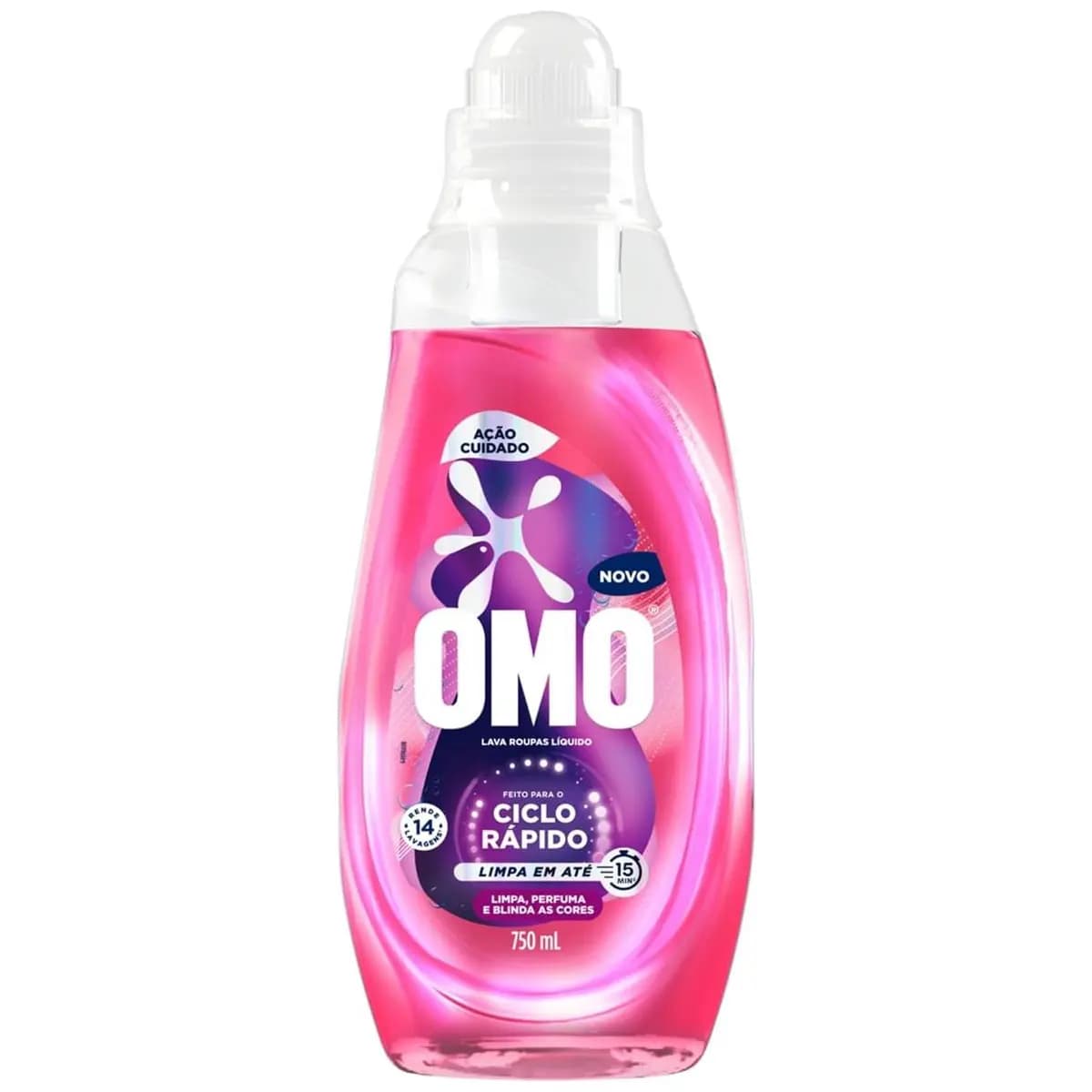 Lava-Roupas Líquido Omo Ciclo Rápido Ação Cuidado Frasco 750ml