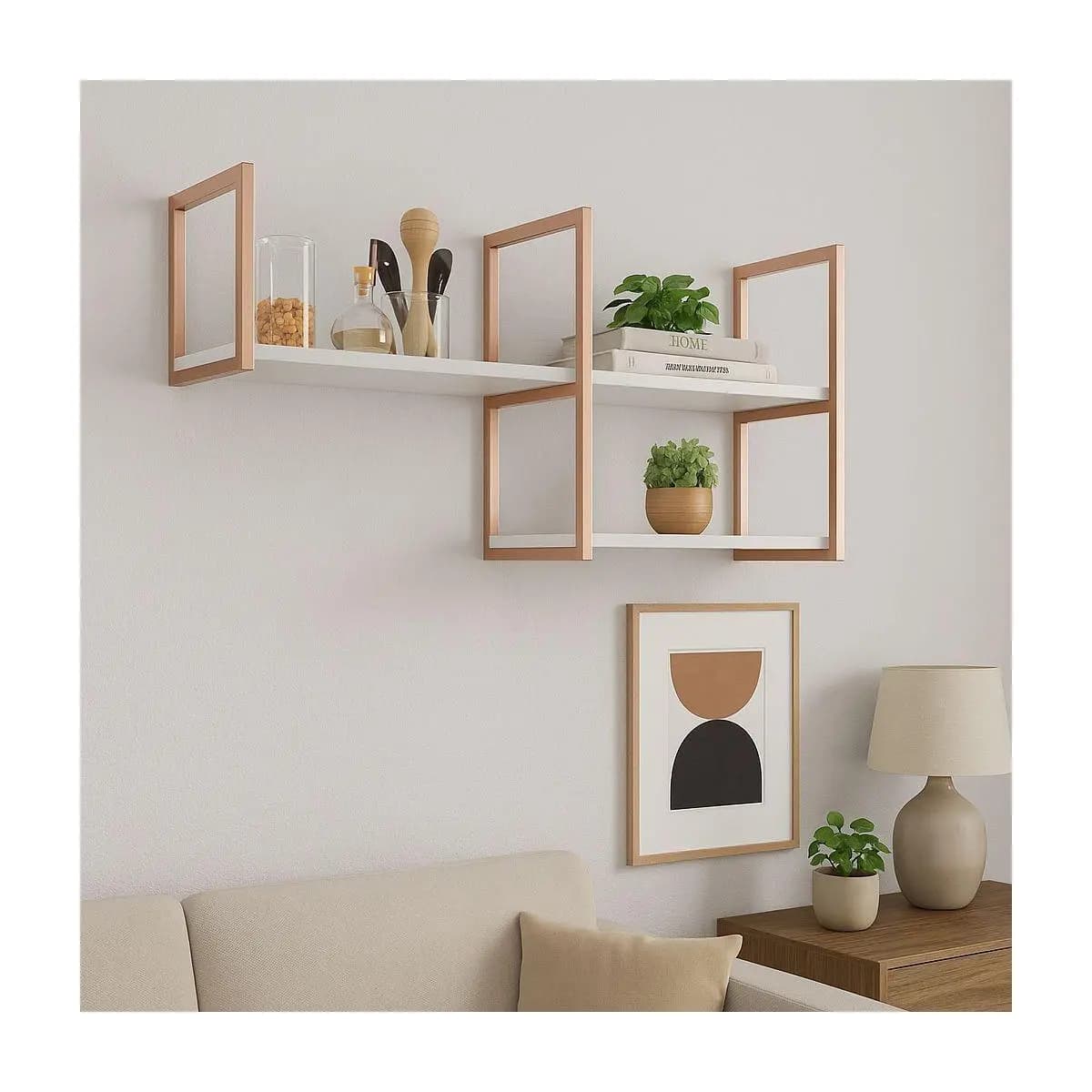 Nicho Prateleira Suspensa Estilo Industrial Teto E Parede Rose Gold