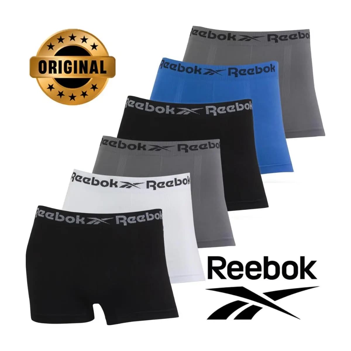 Kit 6 Cueca Boxer Reebok Microfibra Cueca Sem Costura Cueca Box Confortável Macia Lisa Cueca Adulto