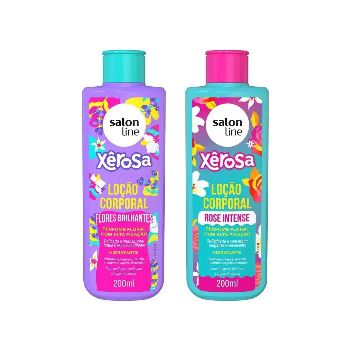 Kit 2 Loções Hidratantes Xêrosa Flores Brilhantes e Rose Intense