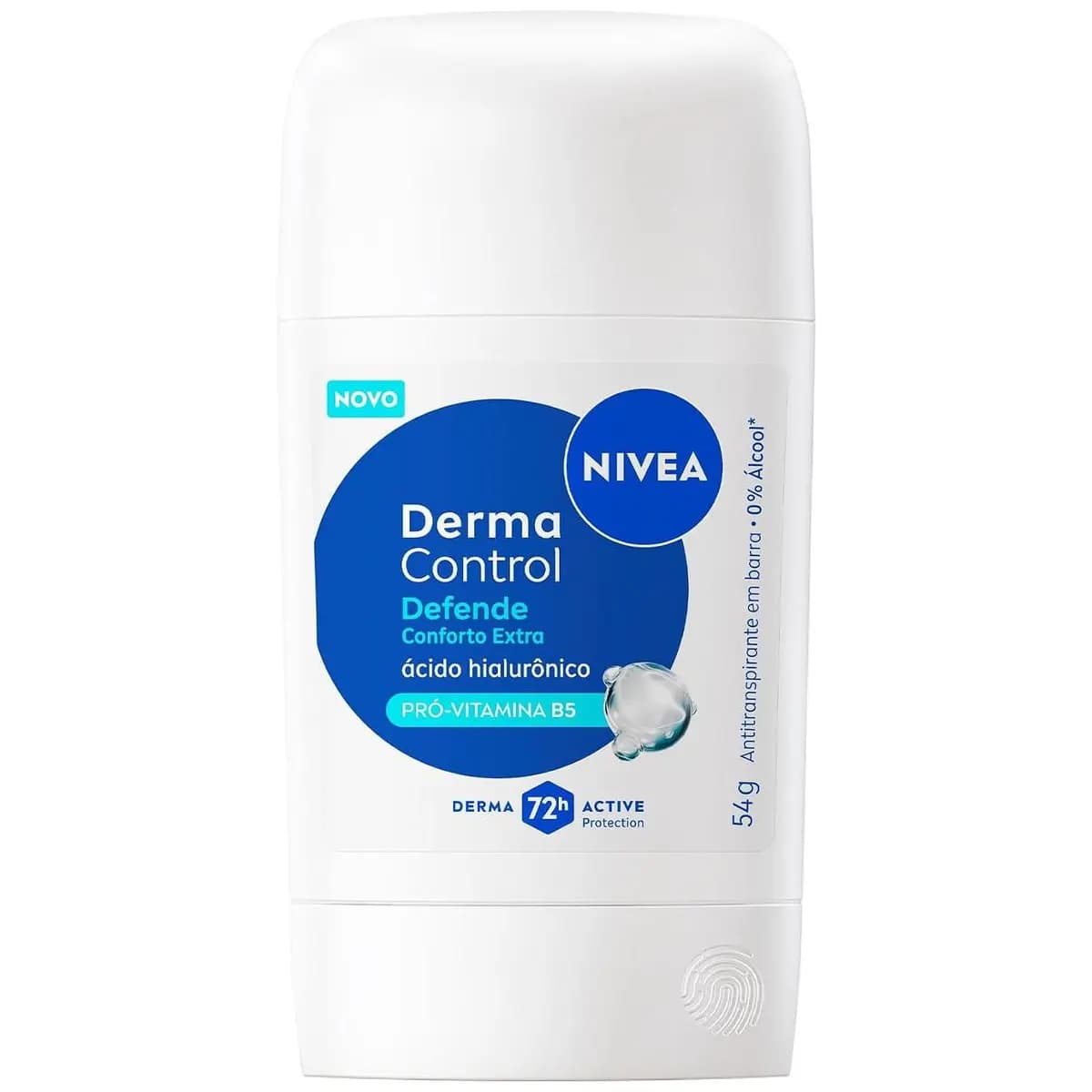 NIVEA Desodorante Antitranspirante Stick Derma Control Defende 54g, Proteção 72h, Previne Irritações, Ácido Hialurônico, Conforto Extra