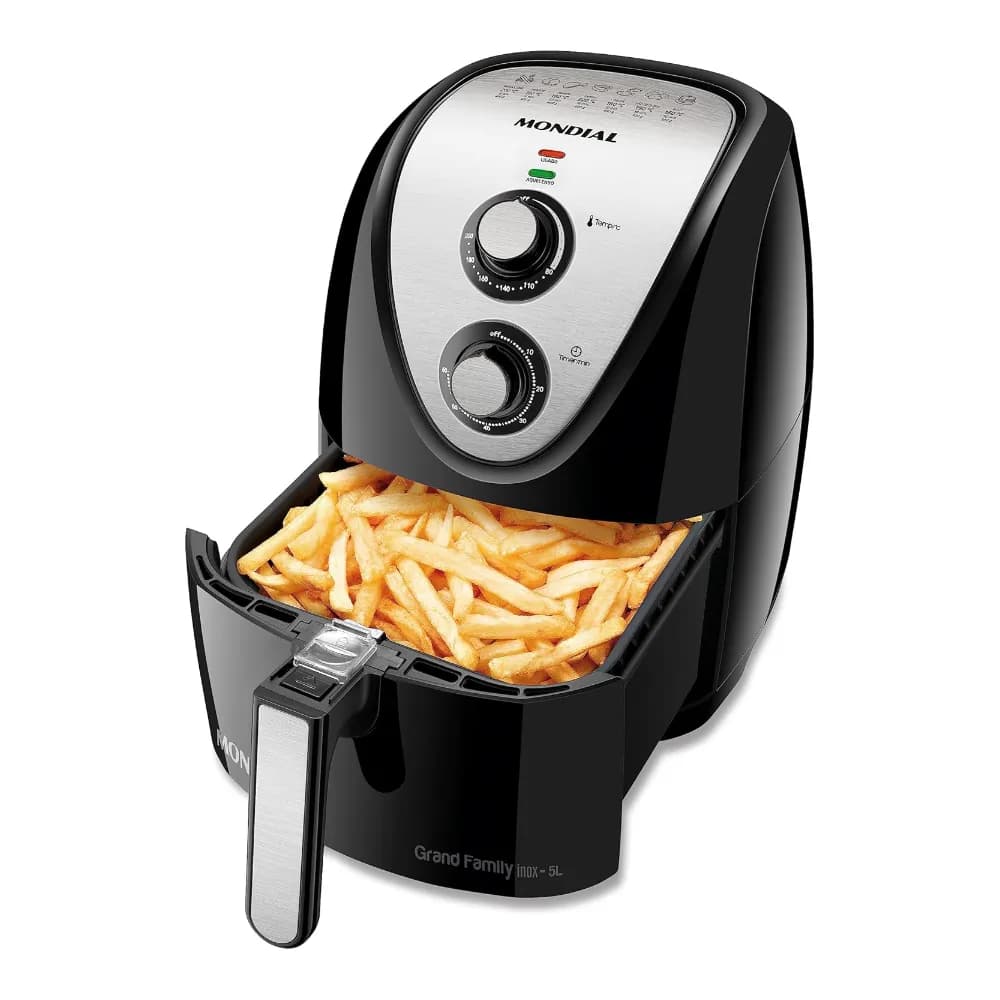 MONDIAL Fritadeira Sem Óleo Grand Family Inox - 5L, 220V, Preto, 1900W - AFN-50-BI