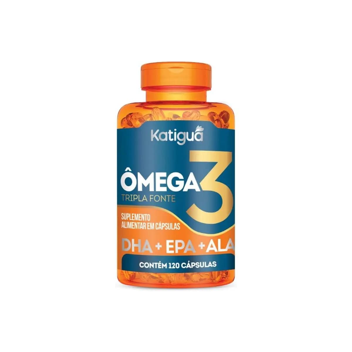 Katiguá, Ômega 3 Tripla Fonte, DHA + EPA + ALA, 1000mg, 120 Cápsulas Soft Gel • 30 doses