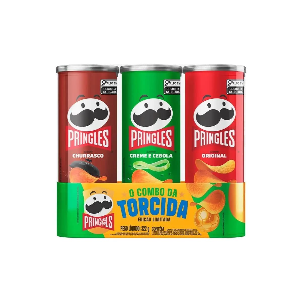 Salgadinho Batata Frita Pringles Tripack Festa do Futebol 322g