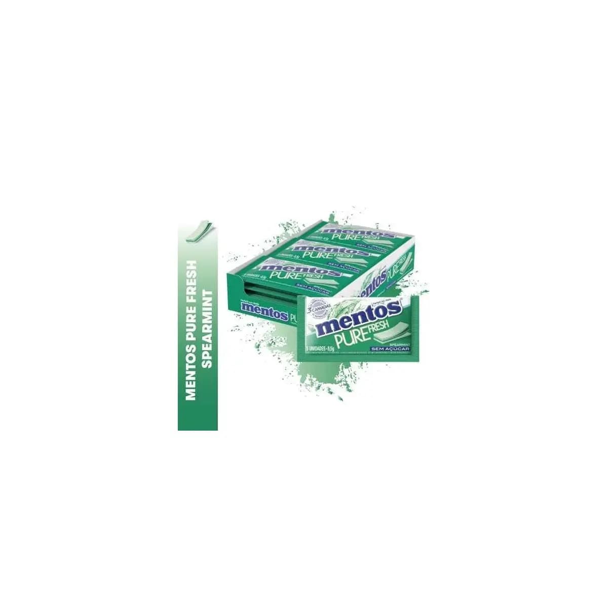 Chicle Mentos Pure Fresh 3 camadas Menta Verde 15 Unidades