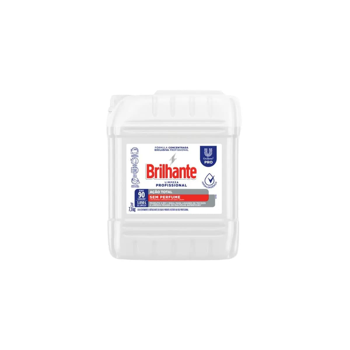 Sabão Líquido Ação Total Sem Perfume 7L Brilhante