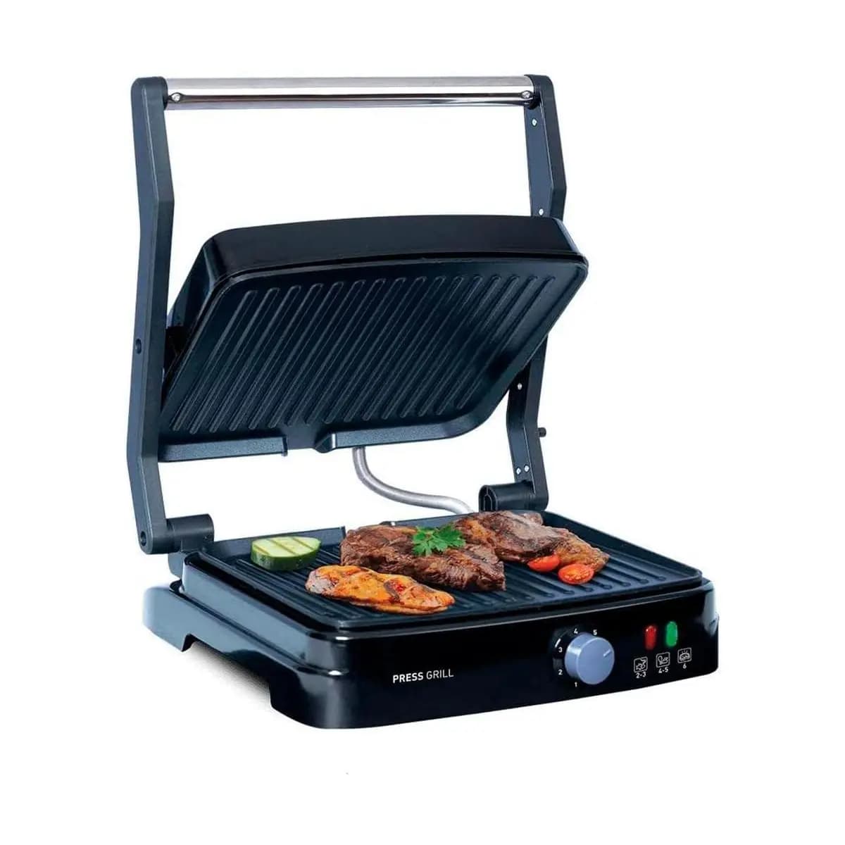 Grill Elétrico Mallory Asteria – Multifuncional, Placas Antiaderentes, 180º de Abertura, Controle de Temperatura 5 Posições- 127V