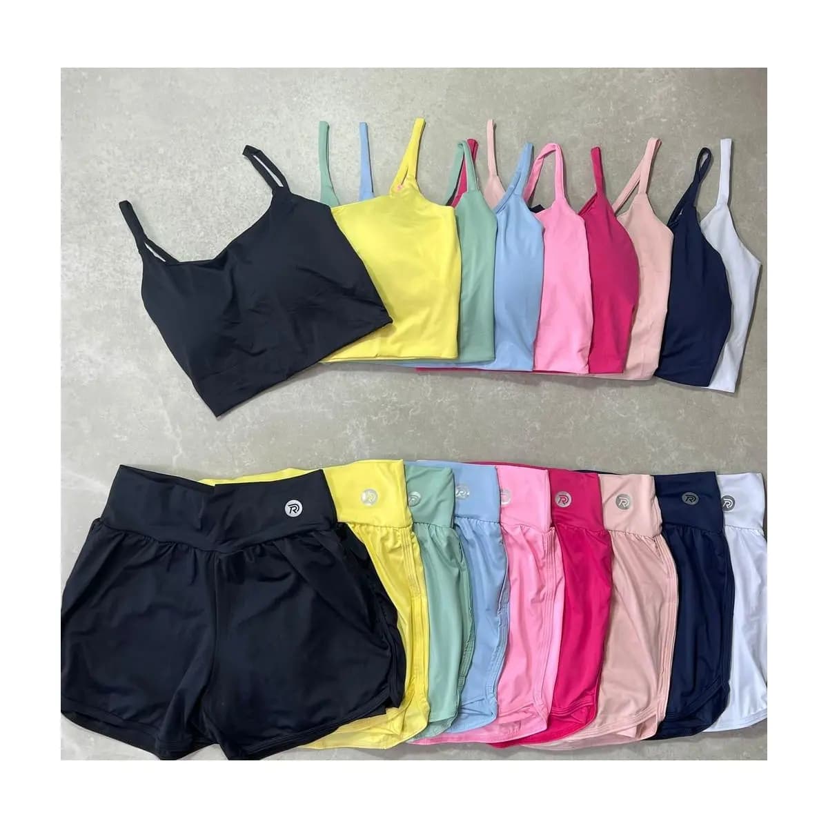Conjunto Short Duplo+Top Alcinha Com Bojo Para Treinos Esportivos No Geral