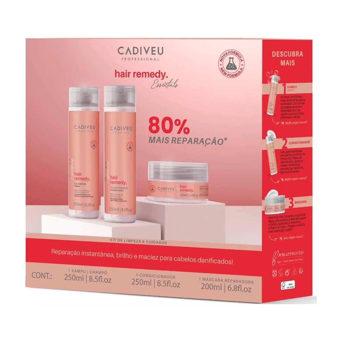 Kit Cadiveu Hair Remedy Reparador - 3 Produtos