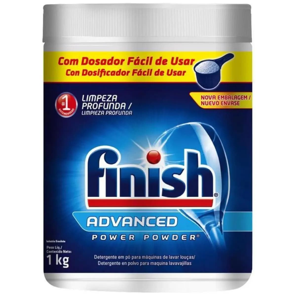 Finish Advanced Detergente para Lava Louças em Pó, Sabão Limpeza Profunda, 1kg
