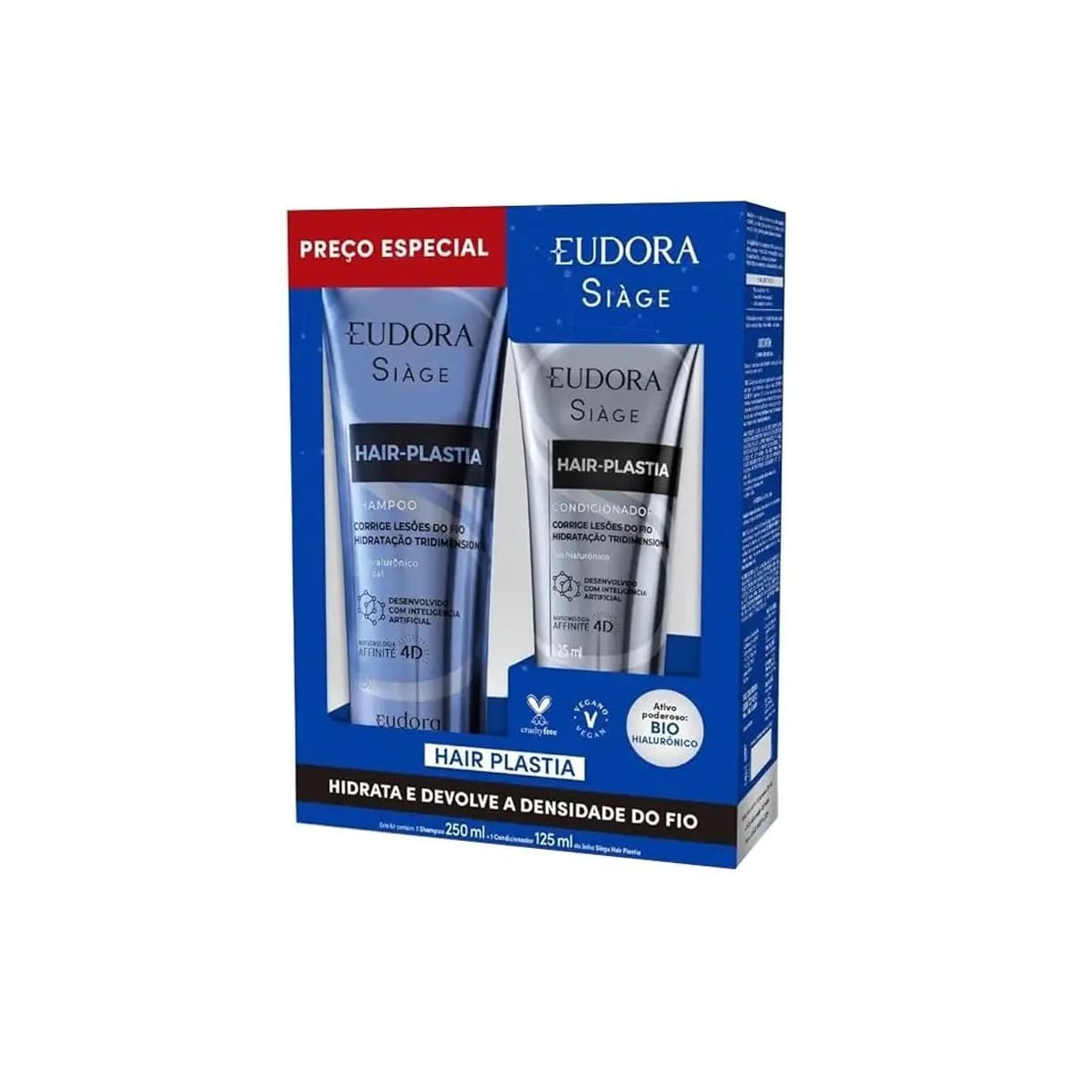 Kit Eudora Siàge Hair-Plastia Shampoo 250ml + Condicionardor 125ml