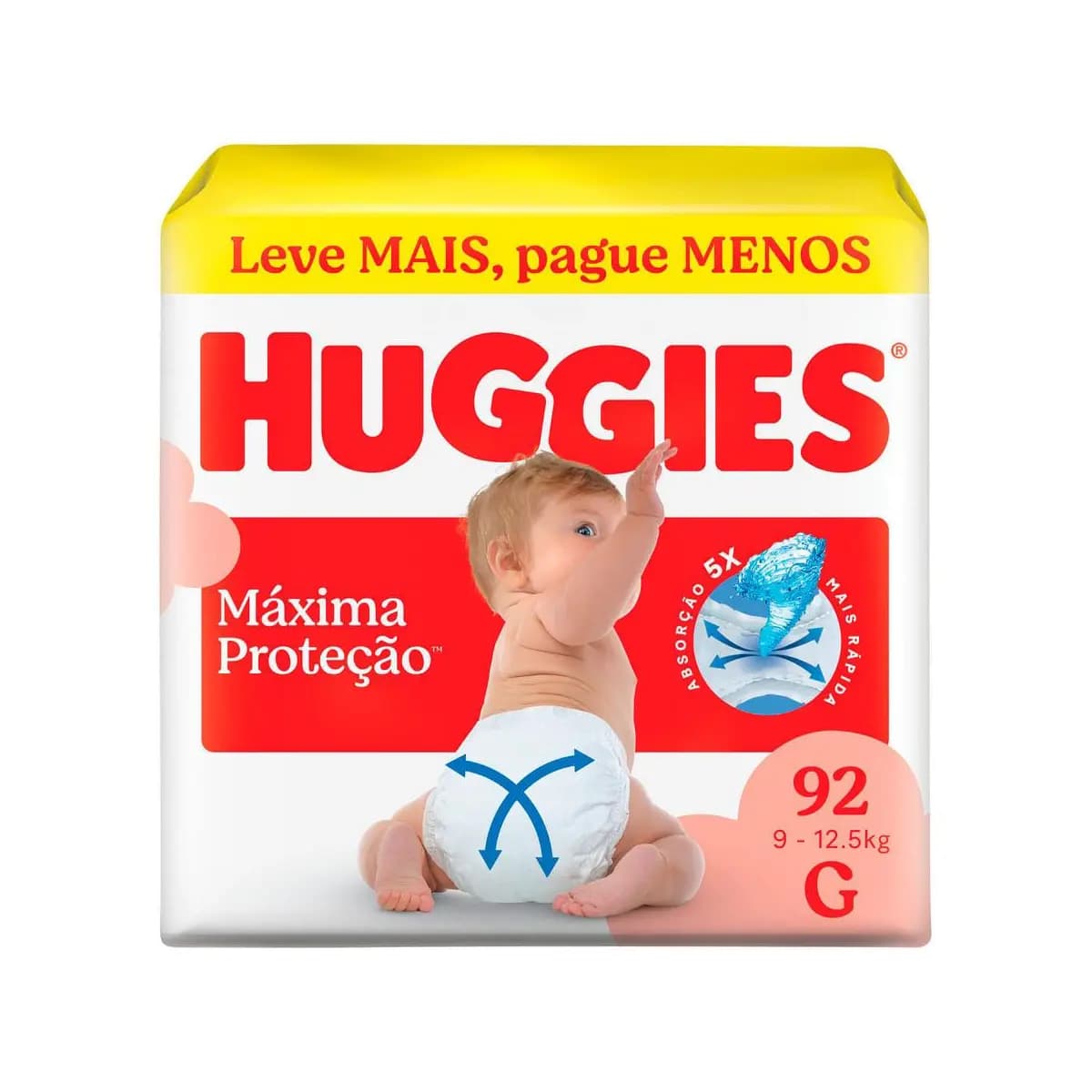 Fralda Huggies Máxima Proteção Tamanho G 92 Unidades Descartáveis