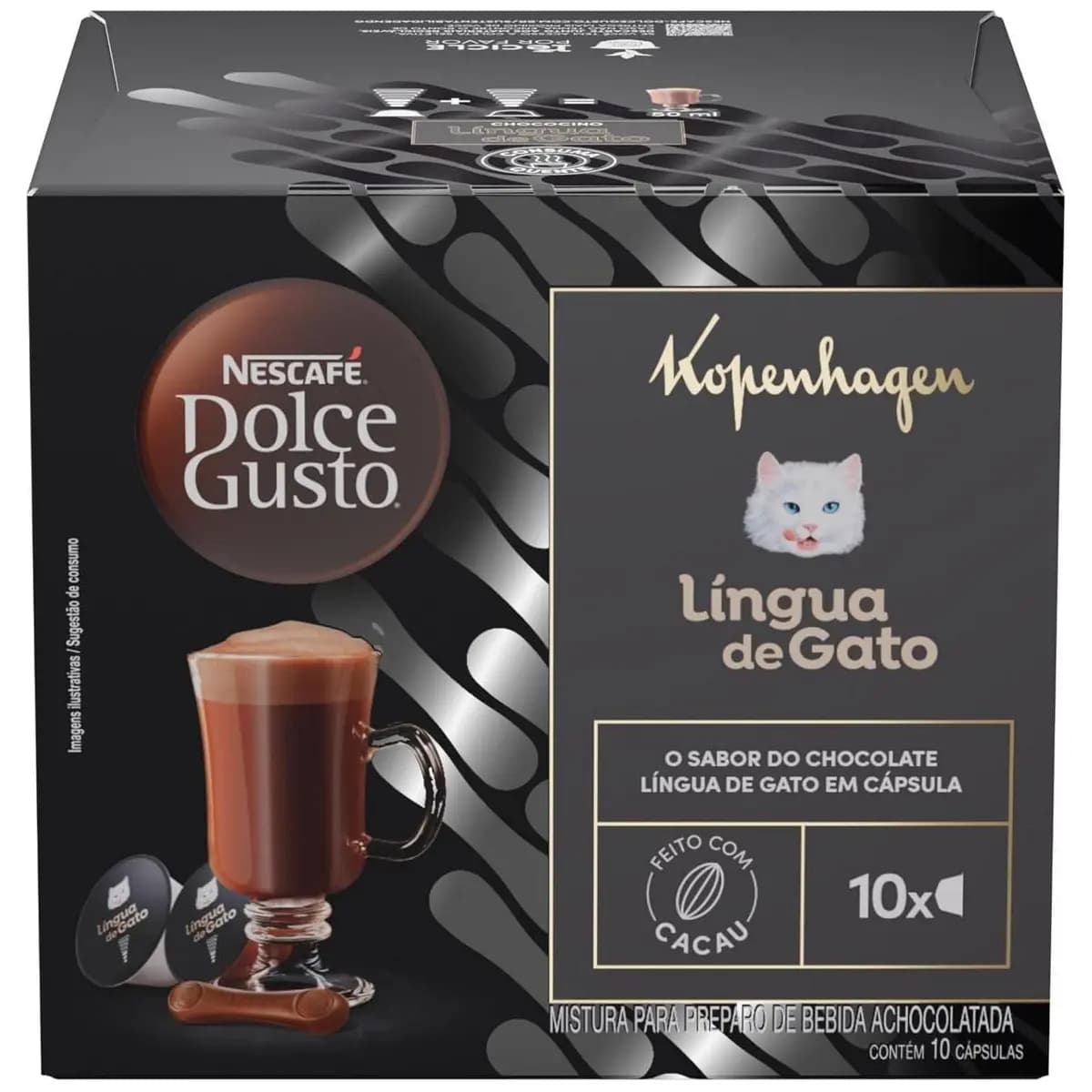 Achocolatado em Cápsula Nescafé Dolce Gusto Kopenhagen Língua de Gato 10 cápsulas