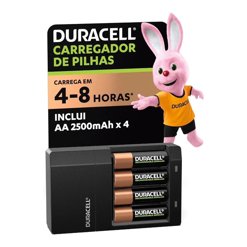 Duracell Carregador de Pilhas Recarregáveis AA e AAA Com 4 Pilhas AA Inclusas – Bivolt