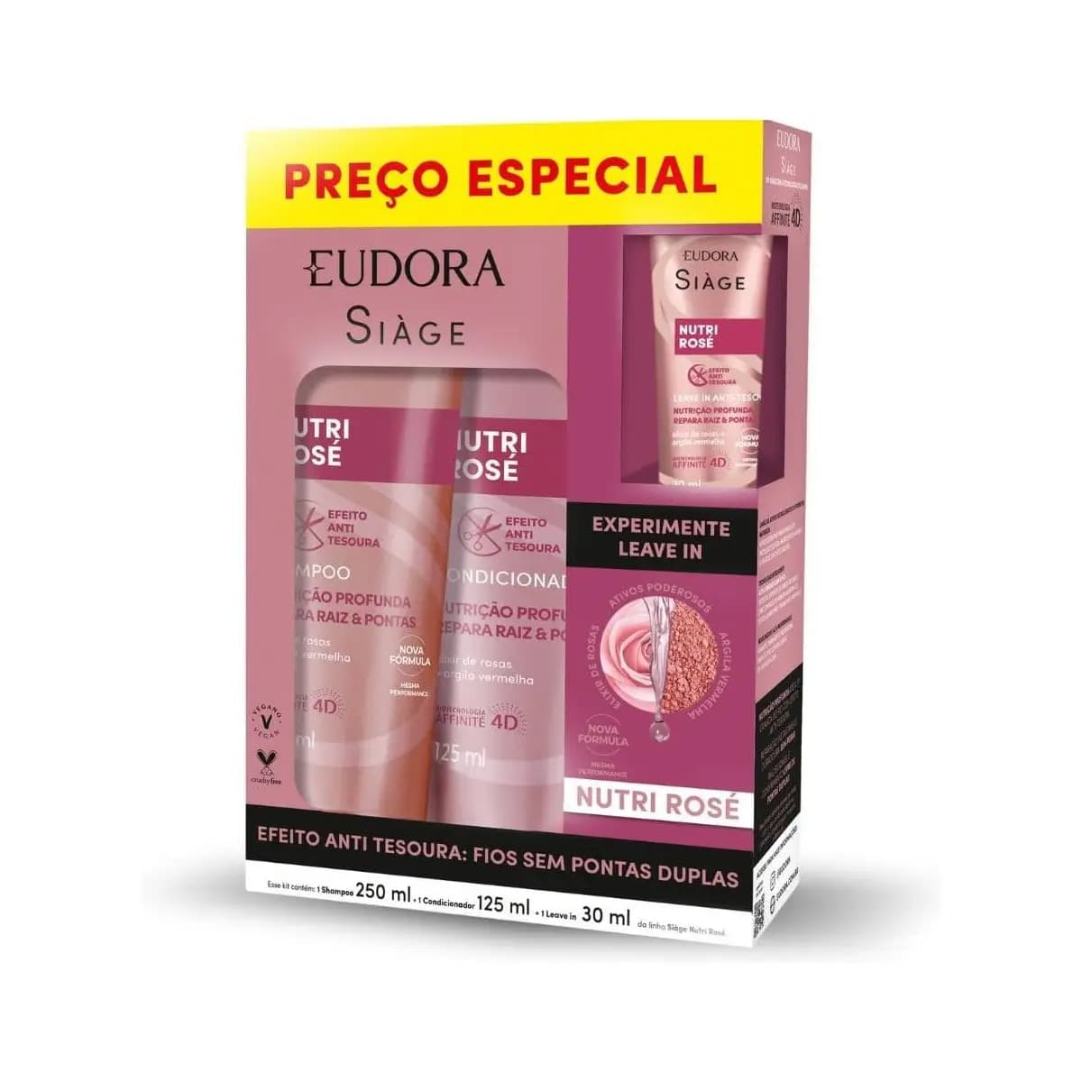 Eudora SIàge Promopack Nutri Rose Shampoo 250ml + Condicionador 125ml + Leave-in 30ml
