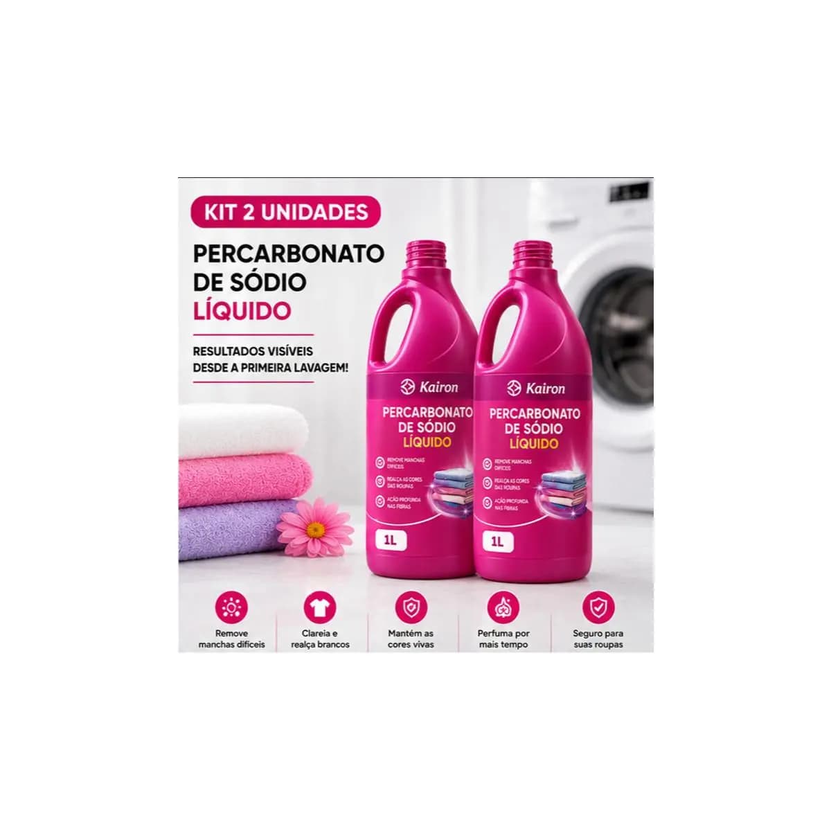 Percarbonato de Sodio Liquido Tira Manchas Remove Manchas Vinho Cafe Suor 2l 1l