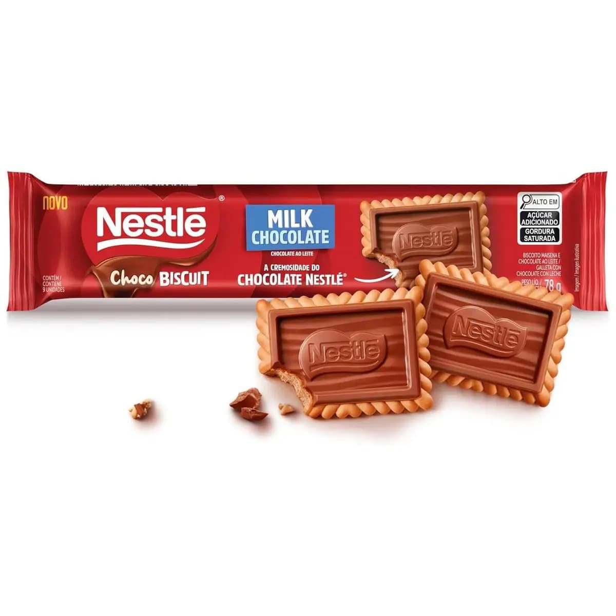 Biscoito com Chocolate Chocobiscuit NESTLÉ Ao Leite 78g