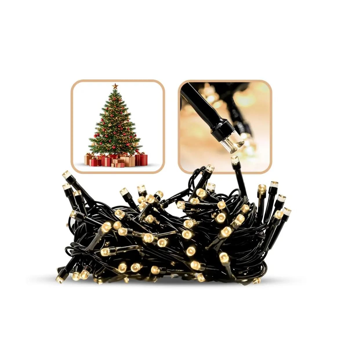 Pisca Pisca Natal 10m 100 Led Branco Quente Luzes 8 Funções Decoração Luz