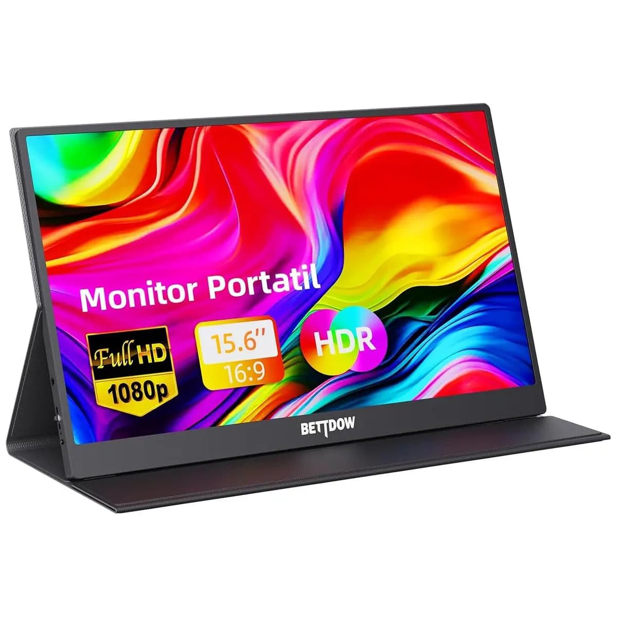 Bettdow Monitor Portatil 15,6'', FHD 1080P Monitor Portátil Conectado Com USB C Dupla/HDMI, IPS Extensor De Tela para Notebook com VESA e Funda Inteligente magnético, Plug and Play
