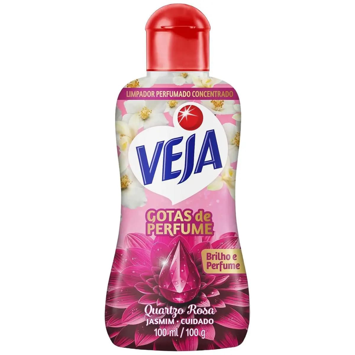 Veja Gotas de Perfume Quartzo Rosa Jasmim Limpador Perfumado Concentrado 100 ml