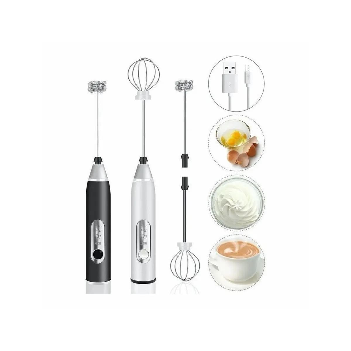 Batedor Misturador Mixer Elétrico para Bebidas Leite Café Clara de Ovo 2 em 1