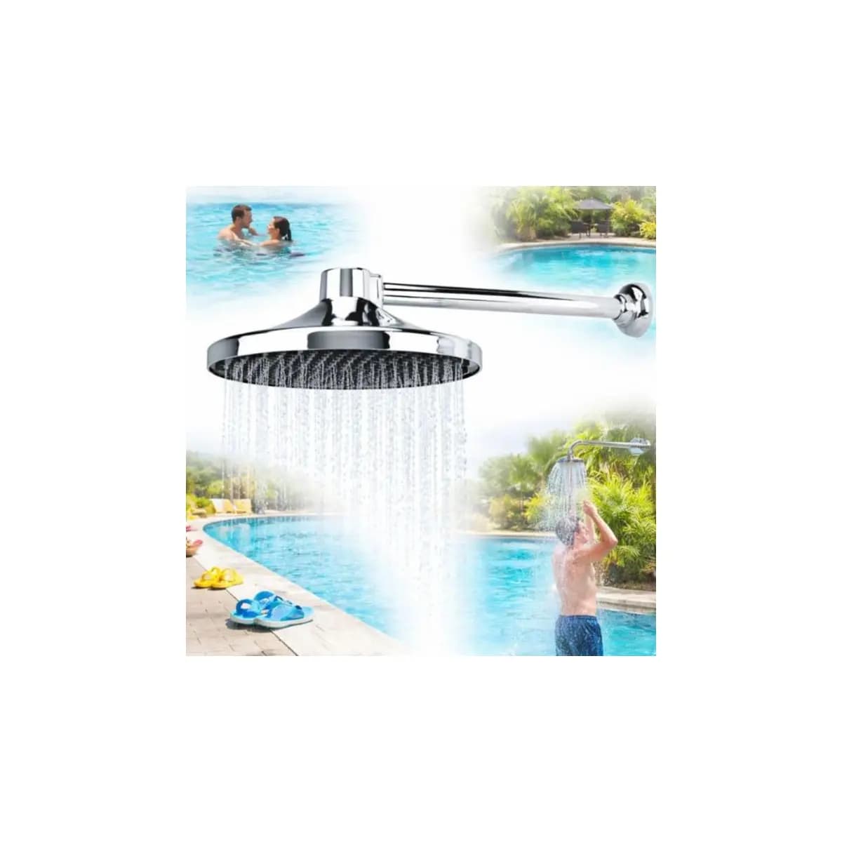 Chuveiro Fria Para Piscina Jardim Quintal Com Ducha Cromada